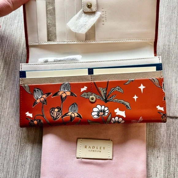 Radley London Orange Floral Wallet with Pink Dust Bag - Picture 3 of 3